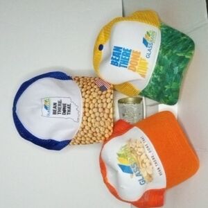 Glass Barn  Bean There Done That, lot of 3 Caps, mash back, adjustable tab, NWOT